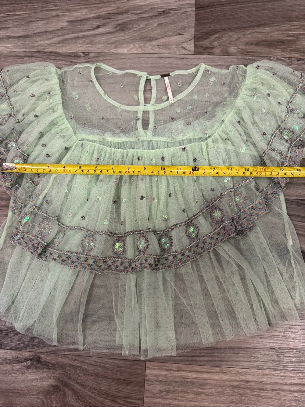 Free People Disco Ball Embellished Sequined Long Sleeve Top Blouse Size Small